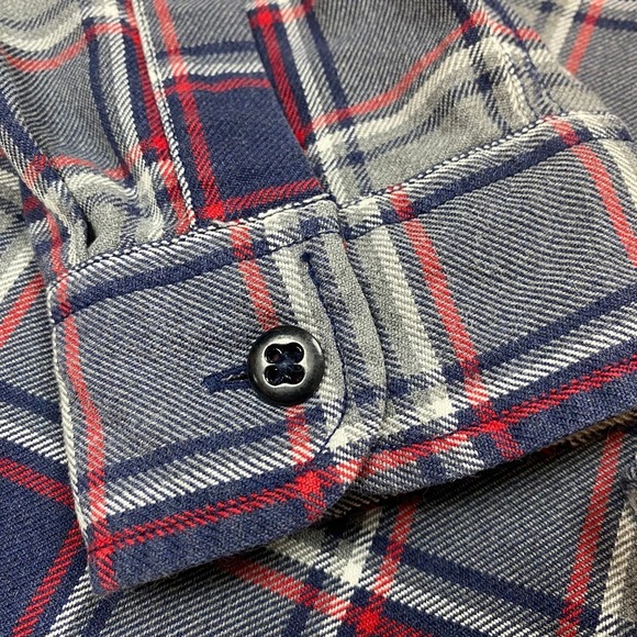 J.Crew Mens Flannel Shirt XL Grey Navy Red Plaid Cotton Button Down Long Sleeve - Picture 5 of 11